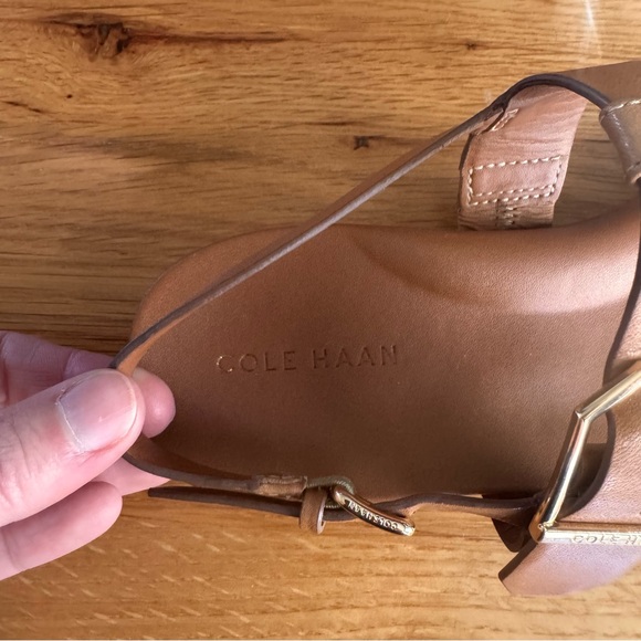 Cole Haan Francine Demi Wedge Leather Sandal in "Pecan" Size 8 - Picture 7 of 11